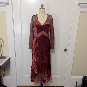 Beautiful rust orange Steffi Dobribt Edwardian-style dress